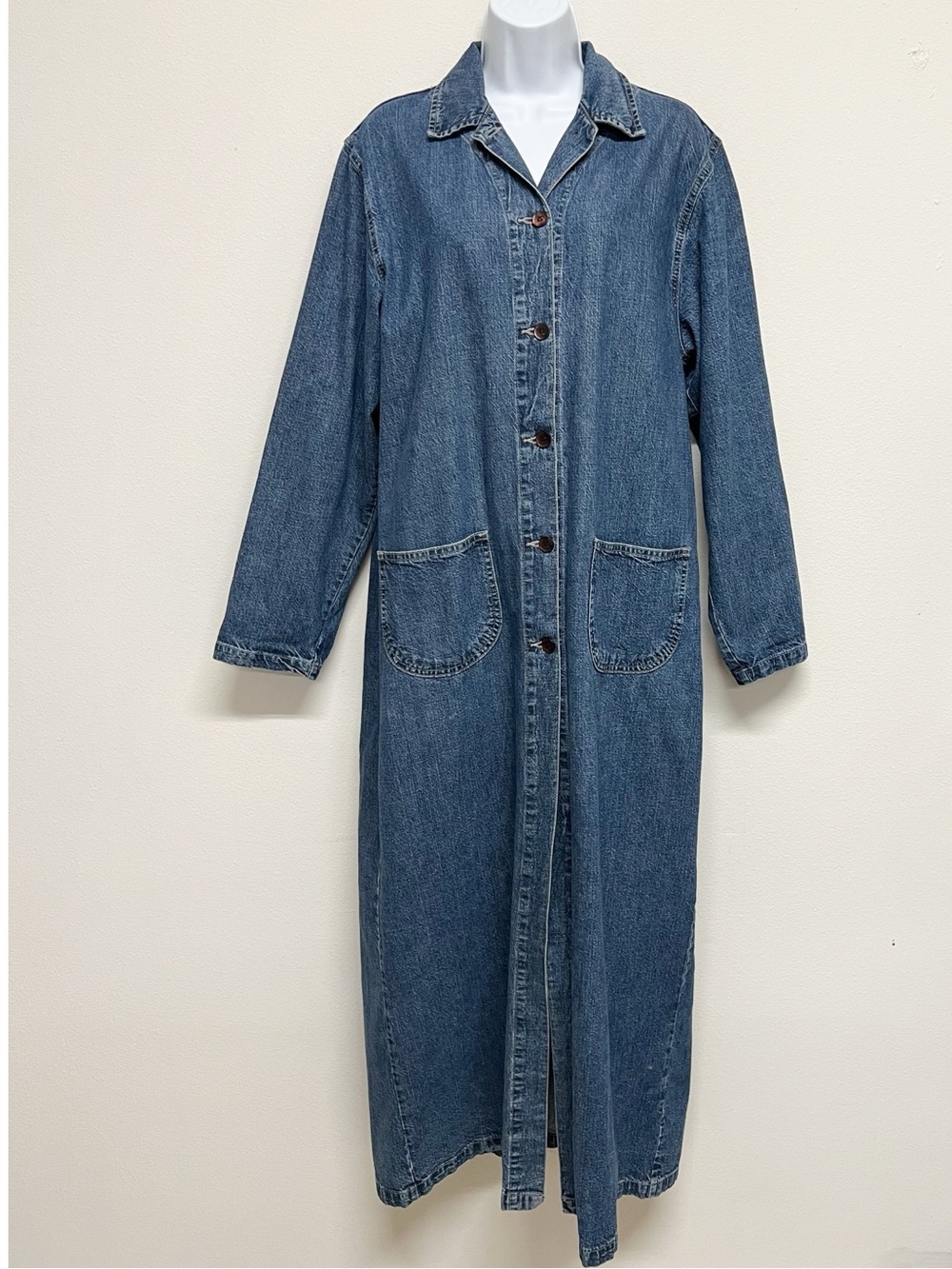 French Dressing Jeanswear Paris Womens Vintage Denim Longline Button Up Dress